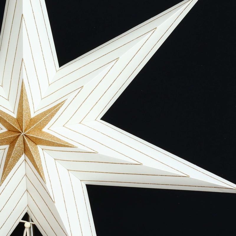 Harleen White - Faltbarer Leuchtstern, Weihnachtsstern aus Papier mit 7 Zacken, 60 cm